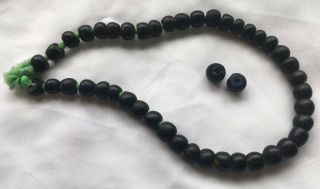 Old African Trade Beads Black Glass Vintage Pre - Owned