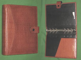 Compact 1.  0 " Brown Leather Design House Planner Vintage Binder Franklin Covey