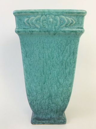 Vintage Roseville Pottery Tourmaline 1933 Tapered Square Vase 617 - 7 Turquoise
