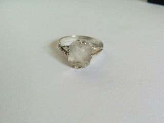 Vintage Sterling Silver Clear Stone Ring.  Size M.  Art Deco Style.