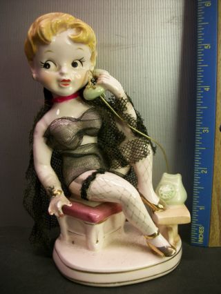 Vintage 1940s Relco Risque Sexy Lady Pin Up Girl On The Telephone Figurine Japan