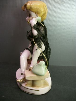 VINTAGE 1940S RELCO RISQUE SEXY LADY PIN UP GIRL ON THE TELEPHONE FIGURINE JAPAN 2
