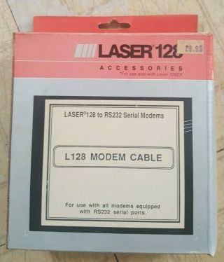 Rare Vint.  Laser 128 To Rs232 Modem Cable - (apple Iie Iic Compatible) Mib Nos