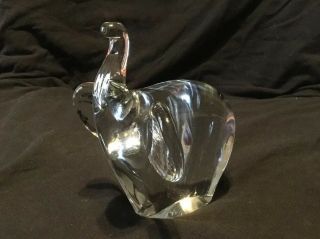 Vintage Blenko Hand Blown Glass Paperweight 76e Elephant Shepherd Design