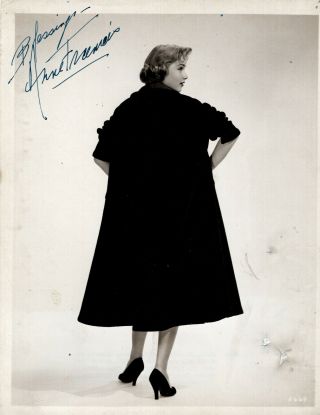 Tv & Movie Actress Anne Francis,  Signed Vintage Studio Fashion Photo.