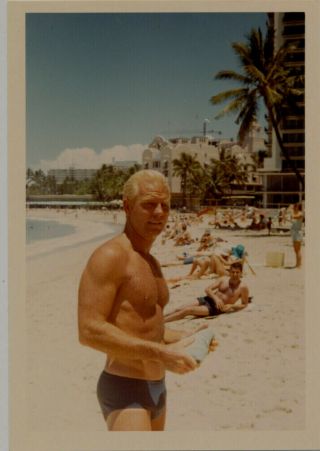 Gay Int Vintage Photo Very Handsome Guy Boy Man Beach 1967 Bulge Weber