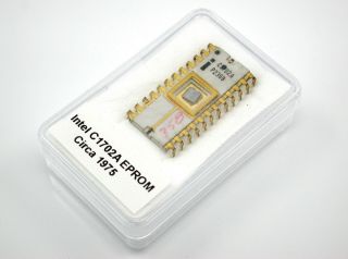 Vintage Highly Desirable 1975 Gold & White Ceramic Computer Eprom Chip