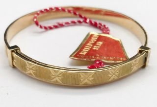 Vintage Childs Kids Teenager 9ct Rolled Gold Star Pattern Bracelet Bangle