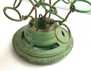 Vintage Talavera Copper Star Wire Flower Frog Primitive Chippy Green Metal Old 4