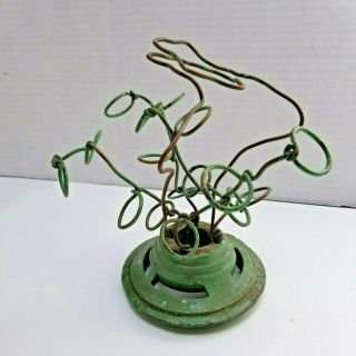 Vintage Talavera Copper Star Wire Flower Frog Primitive Chippy Green Metal Old 6