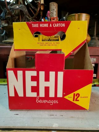 Vintage Nehi Beverages 6 Six Pack Glass Bottle Carrier Soda Pop Advertising