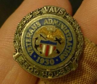 Vintage Sterling Silver Lapel Pin - U.  S.  Veterans Administration Service Award