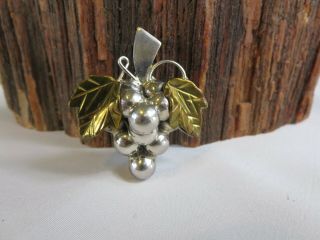 Vintage Mexico Taxco Sterling Silver Grape Cluster Brooch Pin/pendant 14 G