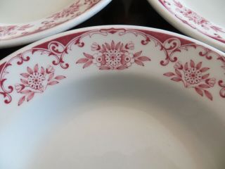 Carr China Grafton W.  Va.  vintage restaurant ware Edith red 7 soup pasta bowls 3