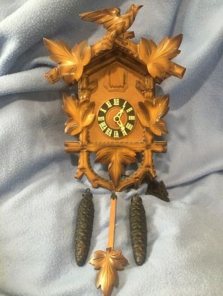 Vintage German Black Forest Carved 8 Day Cuckoo Clock For Repair Parts