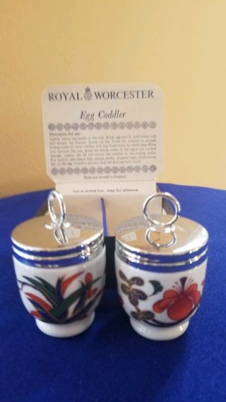 Vintage Royal Worcester Grainger Imari Egg Coddler X 2 Porcelain 