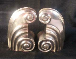 Two 2 Set Bookends Art Deco Style Vintage Metal Scrolls