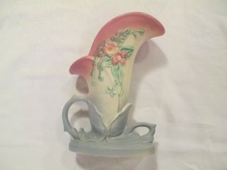 Vintage 1940s Hull Art Pottery PASTELS Floral Vase W - 10 - 8 1/2 Made USA 2