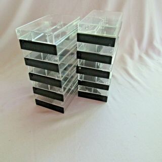 20 Empty Cassette Cases Hard Plastic Perspex Vintage Very Good Clear Black 80 