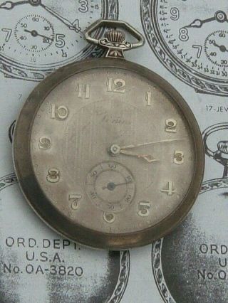 Vintage 1930s Art Deco Venus Silver Pocket Watch Maker Project Needs Attention