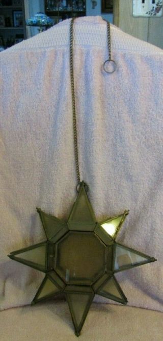 Vintage - Star Shape Glass And Hinged Metal 3d Candle Holder Light Display