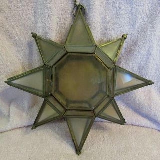 VINTAGE - Star Shape Glass And Hinged Metal 3D Candle Holder Light Display 2