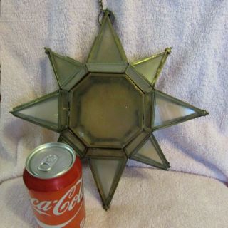 VINTAGE - Star Shape Glass And Hinged Metal 3D Candle Holder Light Display 3