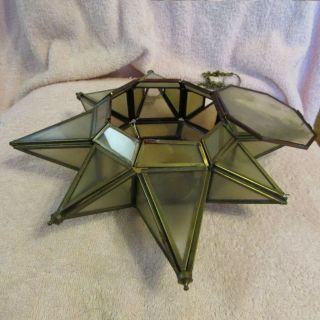 VINTAGE - Star Shape Glass And Hinged Metal 3D Candle Holder Light Display 5