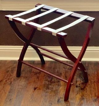 Vintage Mid Century Wood Folding Luggage Suitcase Rack Stand Extra Support
