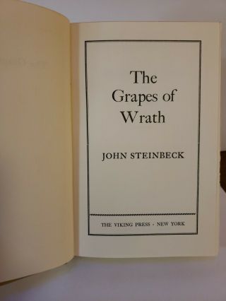 VTG 1939 The Grapes Of Wrath Hardcover Book 1st Edition John Steinbeck Viking. 4