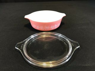Vintage Pyrex Pink Gooseberry Casserole Dishes 471 475 with Lids 4