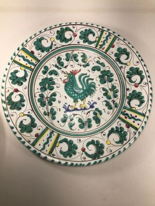 Vintage Deruta Teal/green Rooster Dinner Plate 10 " P V Italy 2