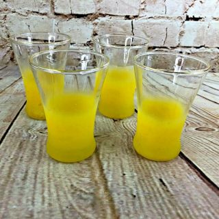 Vtg Mid Century Modern Blendo Drinking Glasses Frosted Yellow 3.  75 " High