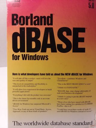 BORLAND dBASE FOR WINDOWS Version 5.  0 2