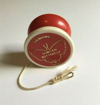 Vintage 1970s Duncan Butterfly Yoyo Red/white