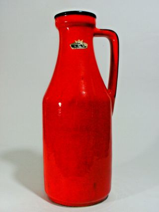Bay Labelled Red Vase West German Pottery 1060/70s Modernist Vintage Retro