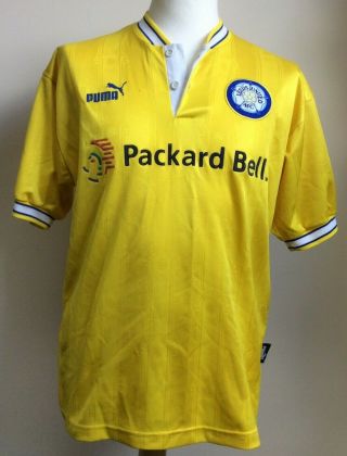 Vintage Puma Leeds United Lufc Football Shirt Packard Bell Away 1997 1999 Size M