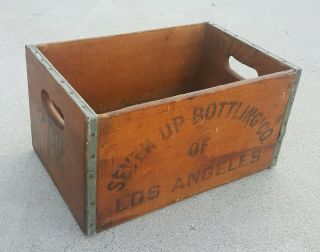 Vintage Seven Up Bottling Co Los Angeles Wooden Crate Box 1970