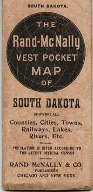 Rand - Mcnally Vest Pocket Map Of South Dakota Showing All Counties Cities 1914
