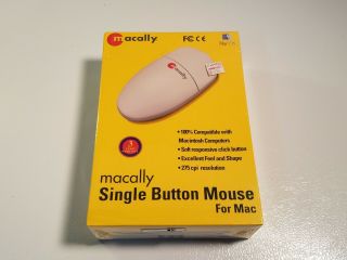 Vintage Macally Single Button Mouse For Apple Mac & Iigs Adb