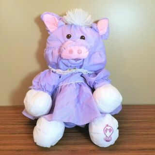 Vintage Fisher Price Puffalump Pig Purple Dress 1987