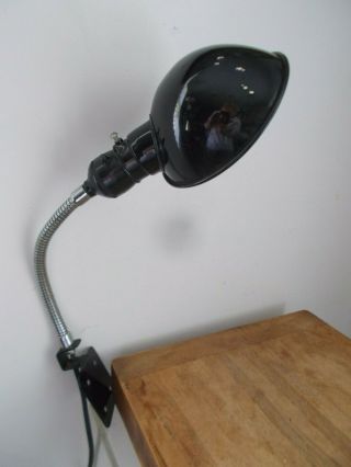 Kyoritsu T.  K.  C.  Japan Workbench Gooseneck Lamp Light Vintage Black Dome Shade