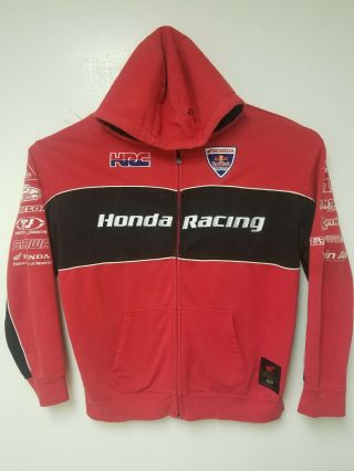 Vintage Sweatshirt Hooded Full Zip Honda Red Bull Motorcross Mens Size Xxl
