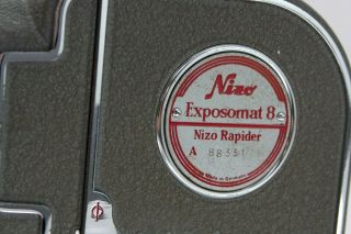 NIZO Rapider EXPOSOMAT 8 cine camera,  Rodenstock 12.  5mm f1.  9 lens 6