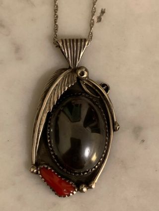 Vintage Native American - Style Sterling Silver Pendant - Signed Carol Felley