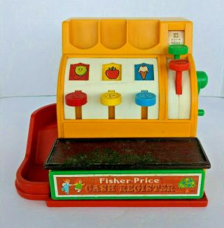 Vintage Fisher - Price Child’s Cash Register Toy 1974 Made In Usa Missing Money