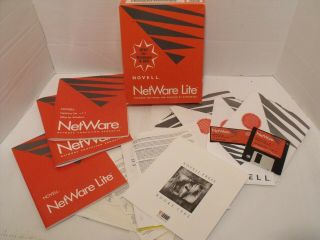 Novell Netware Lite V 1.  1 Software Discs Books Ect.  Rare Ibm Pc Vintage