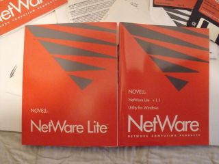 Novell Netware Lite v 1.  1 Software Discs Books Ect.  Rare IBM PC Vintage 2
