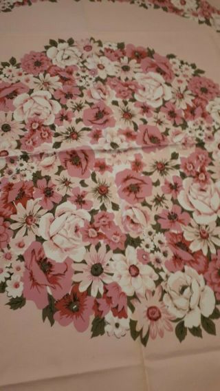 PRETTY PINKS GARDEN VINTAGE COTTON TABLECLOTH - NO ISSUES,  47X54 INCHES 4