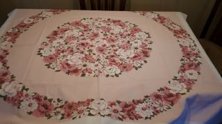 PRETTY PINKS GARDEN VINTAGE COTTON TABLECLOTH - NO ISSUES,  47X54 INCHES 5